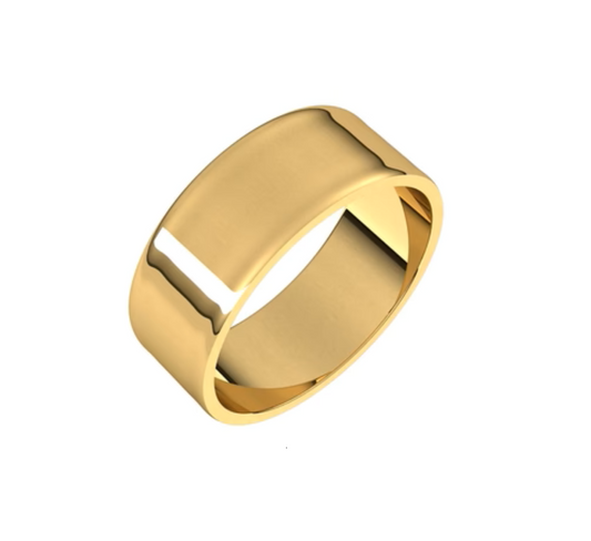 Yellow Gold Flat Surface Band, 14k . Width: 5mm.  size : 6
