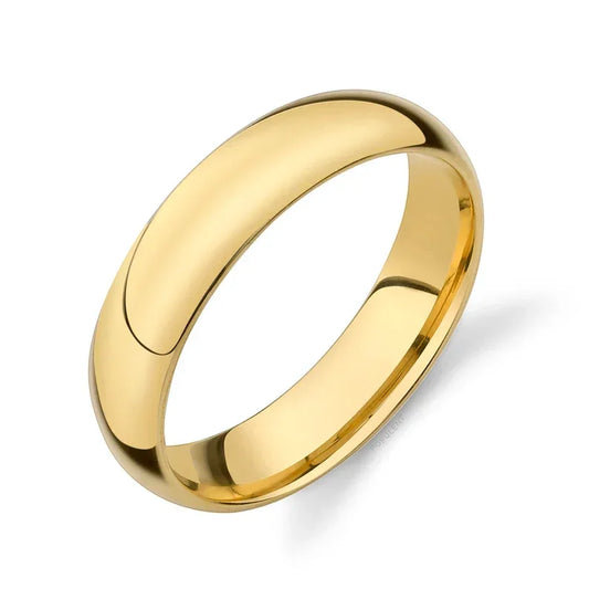 Yellow Gold Wedding Band, Half Dome., 18k, 4.4gr, 5mm, Size 6