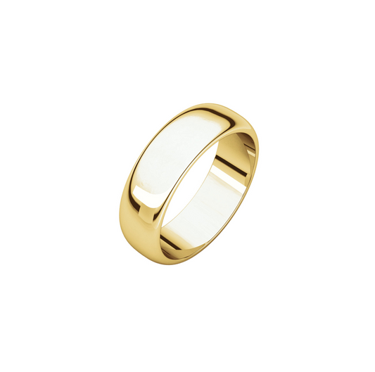14K Yellow Gold Wide Half Dome Band- 6.1mm