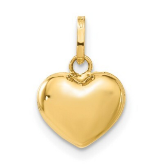 Yellow Gold Puffed Heart Pendent, 18k, 0.98gr