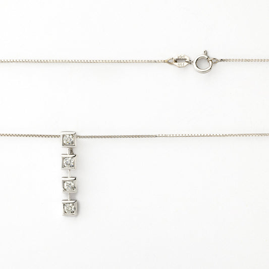 White Gold 4 Stone Diamond Journey Necklace. 18k, TDW: 0.4ct, VS1-2, FG