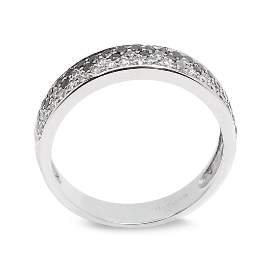 White Gold White & Black Diamond Band. 14k, TBKDW: 0.30ct,  TDW: 0.61ct