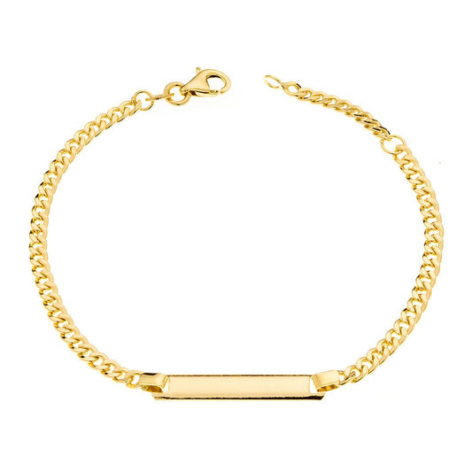 Yellow Gold Kid's ID bracelet, Curb Chain, 18k