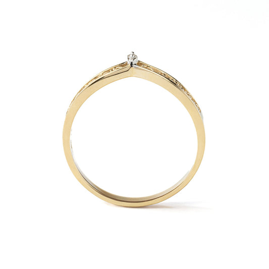 Yellow Gold Filigree Ring with Natural Round Diamond, 0.01ct, 10k, 1.24gr