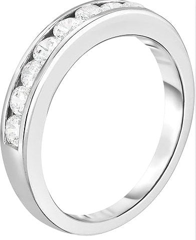 White Gold Diamond Channel Wedding Band. 14k, TDW: 0.27ct, SI GH