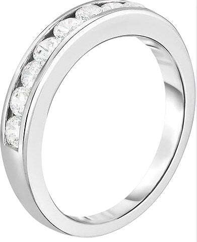 White Gold Diamond Channel Wedding Band. 14k, TDW: 0.27ct, SI GH
