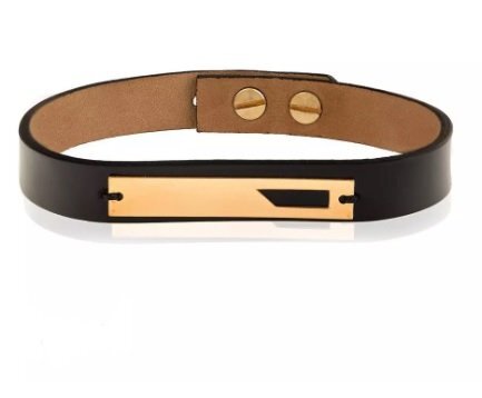Men's Leather Bracelet with 18k Yellow gold on Top 18k