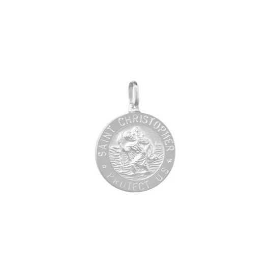 Sterling Silver Matte Finish St. Christopher Charm 12mm