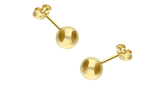 Yellow Gold Ball Earrings, 14k, 2.5mm