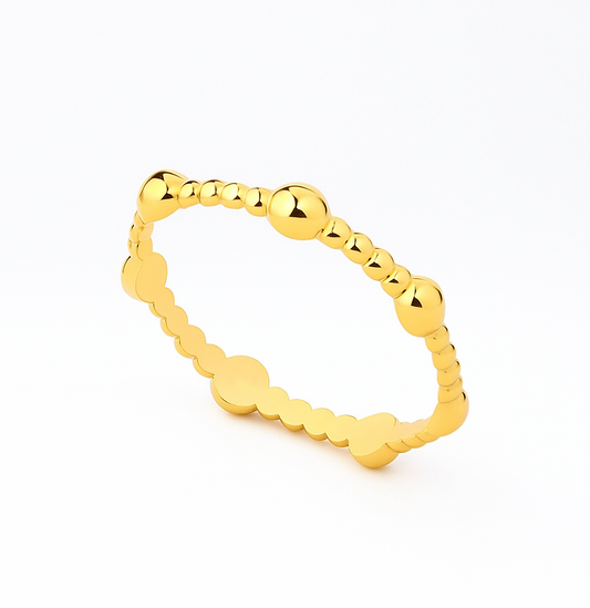 Yellow Gold Ring with small Balls, 18k