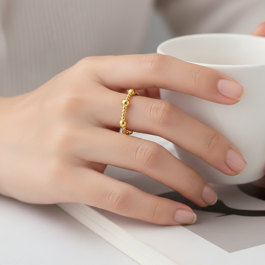 Yellow Gold Ring with small Balls, 18k