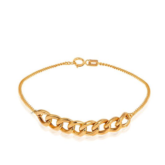 Yellow Gold Bracelet with 4cm Curb link on setting, 18k, 2.21gr