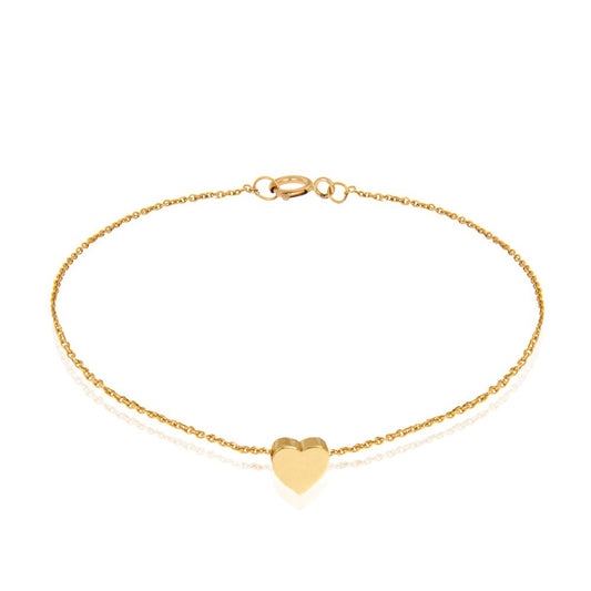 18K Yellow Gold Bracelet with one Heart in setting 1.9gr