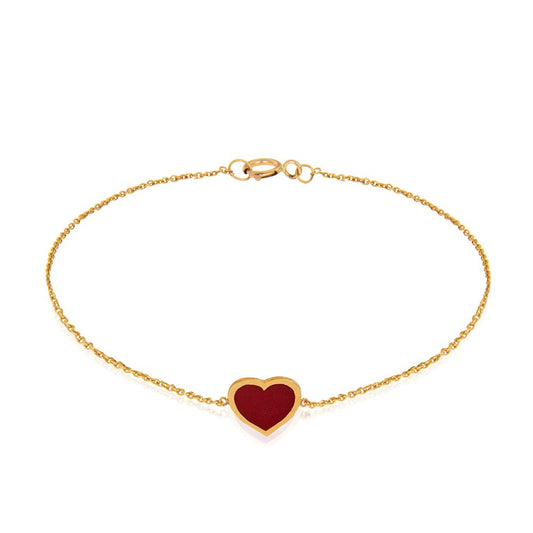 Yellow gold Bracelet with red heart Enamel 18k 1.98gr