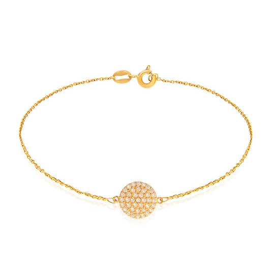 Yellow Gold Bracelet with one circle setting with Cubic Zirconia 18k ,2.24gr