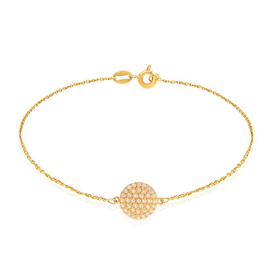 Yellow Gold Bracelet with one circle setting with Cubic Zirconia 18k ,2.24gr