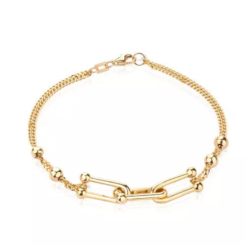 Yellow Gold Bracelet with three Hardware links and  4 Gold Balls, 18k, 5.63gr
