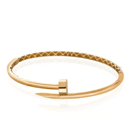 Yellow Gold bangle Bracelet, Nail style with clasp on the side, 18k, 10.26gr