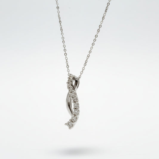 14K White Gold Diamond Drop Pendant Necklace