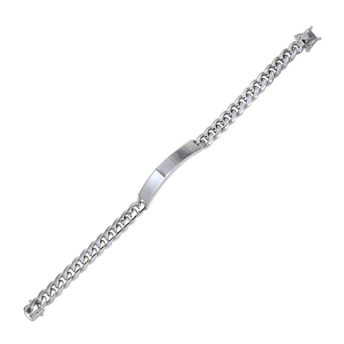 Silver 925 Rhodium Plated Miami Cuban ID Bracelet, 7mm