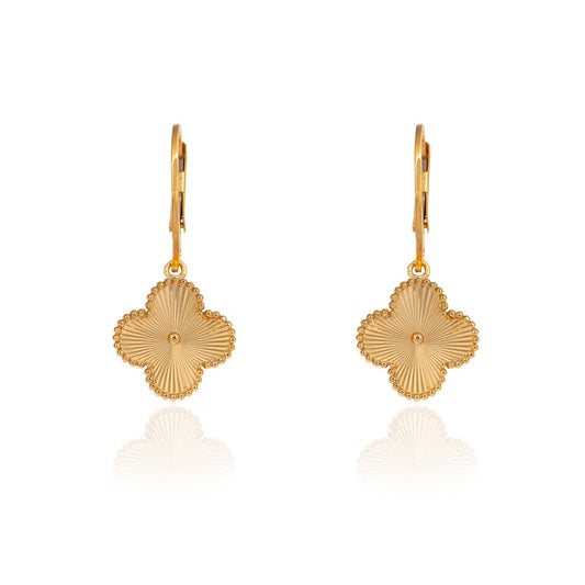 Yellow Gold Dangling Earring with one Clover18k  4.24gr