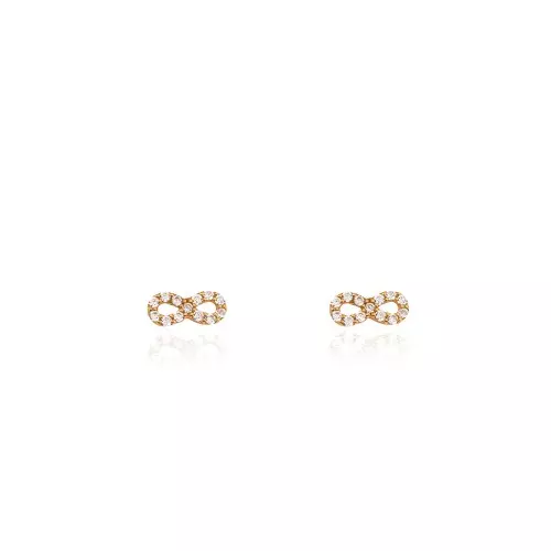 Yellow Gold Infinity Earring with Cubic Setting 18k 1.12gr