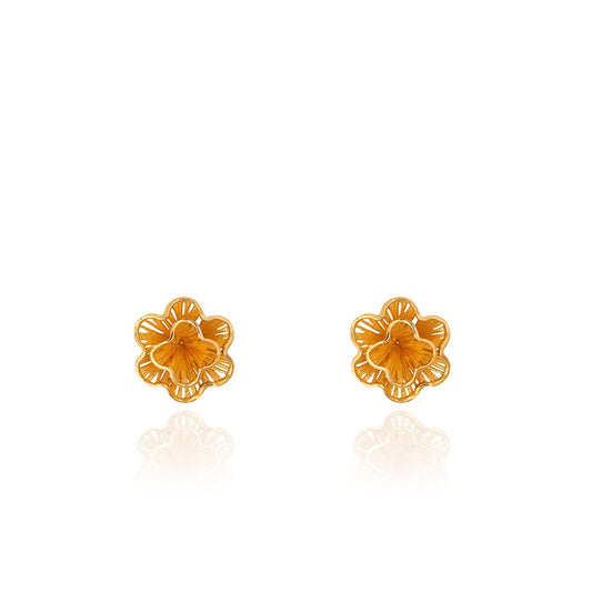Yellow gold Fusion flower earrings 18k 1.34gr