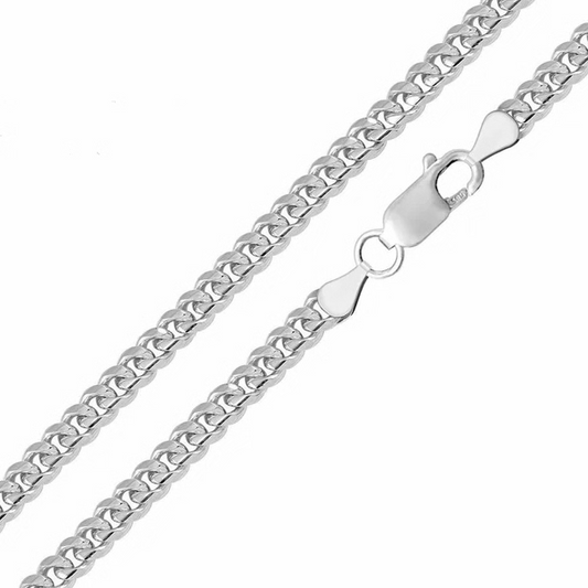 Silver Rhodium Plated Miami Cuban Chain, 22 Inches , 3mm