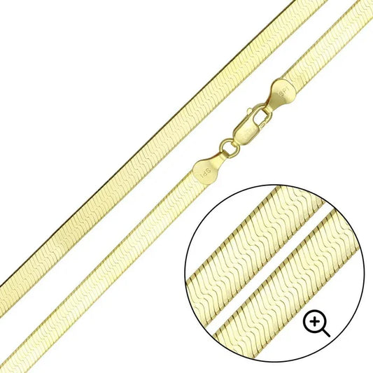 Gold Plated Sterling Silver Herring Bone 040 Chain 3.4mm, 925