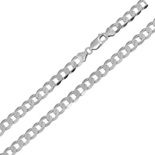 925 Sterling Silver Rhodium Plated  Super Flat Curb 120  Bracelet 4.7mm, 8inch