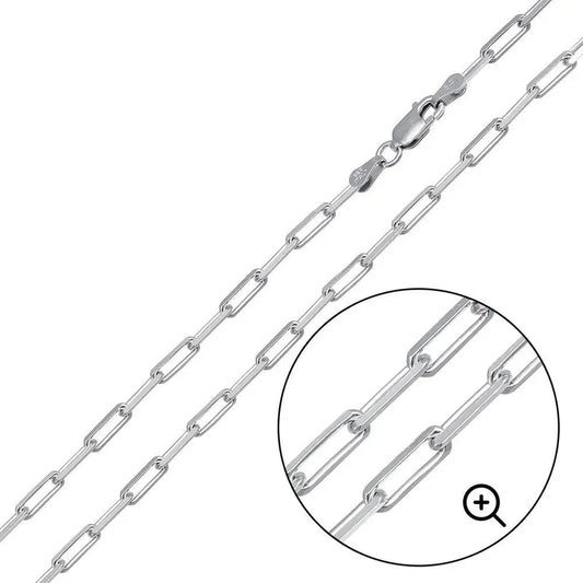 925 Sterling Silver Rhodium Plated Paperclip Link Chain 18 inch