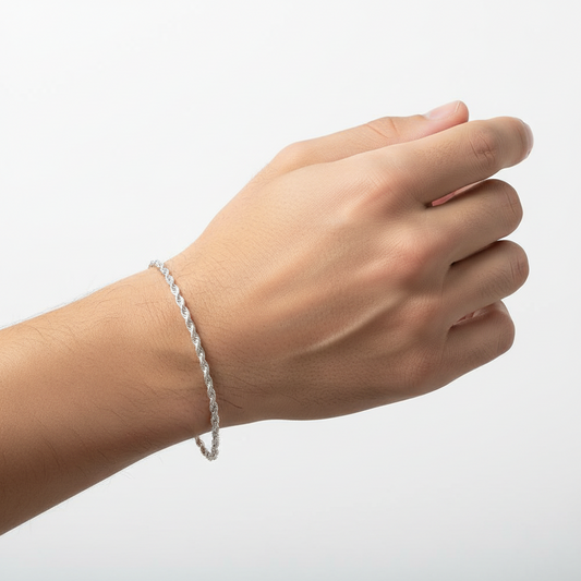 Sterling Silver Rope link Bracelet, 925