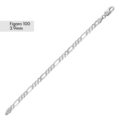 Silver Figaro Style Bracelet 3.9mm, 8"