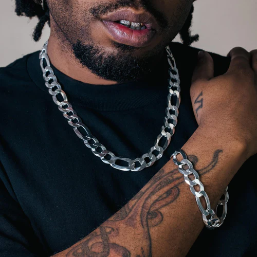 Silver Figaro Style Chain 11.9mm, 24"