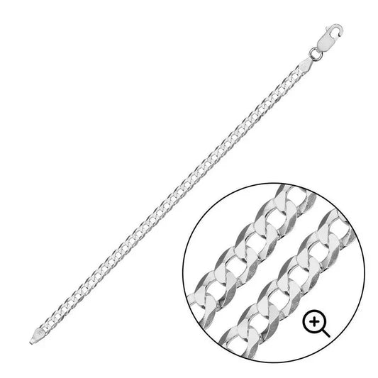 925 Sterling Silver Curb 100 Bracelet 3.9mm, 8 inch