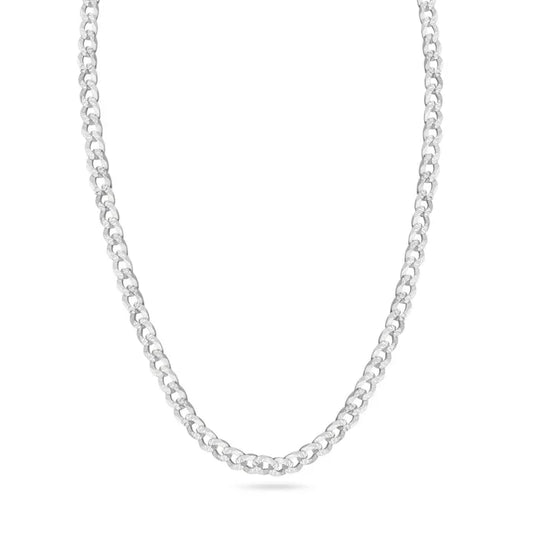 Sterling Silver Super Flat High Polished 1 Side Diamond Cut 1 Side Plain Curb 100 Chain, 925