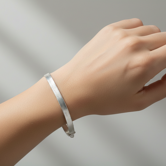 Sterling Silver High Polished Herringbone Bracelet