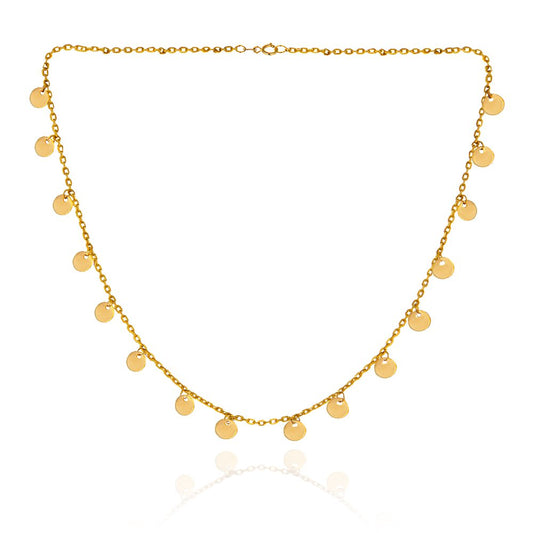 Yellow Gold station necklace with gold circles 18k 4.3gr