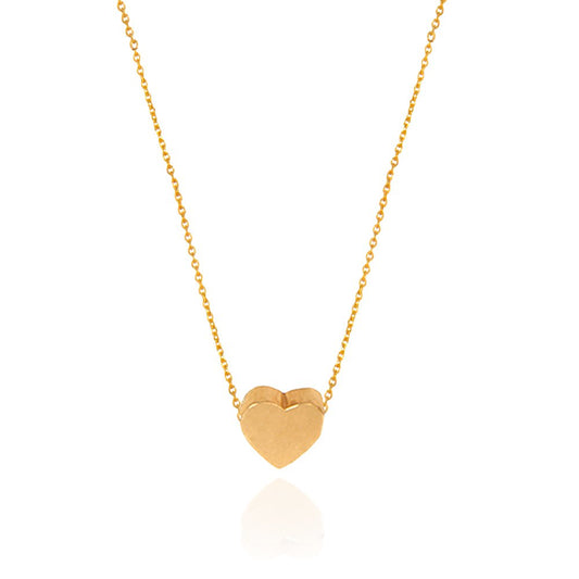 Yellow Gold Necklace with moving heart, 18k, 16 Inches