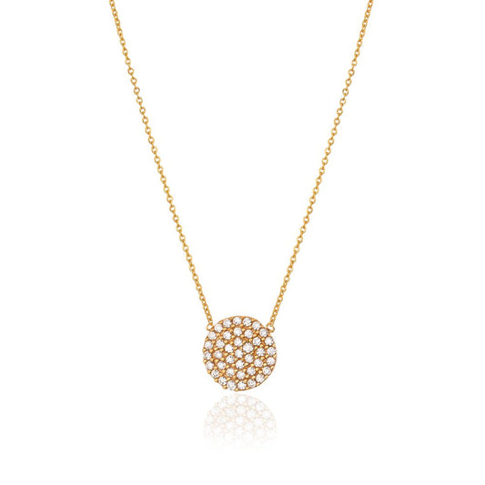 Yellow Gold Necklace with one Cirlce setting with Cubic 18k 2.32gr