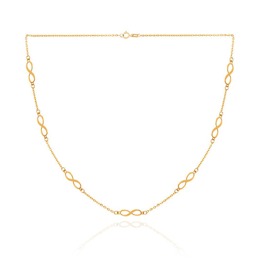 Yellow Gold Infinity Station Necklace, 18k, 2.4gr