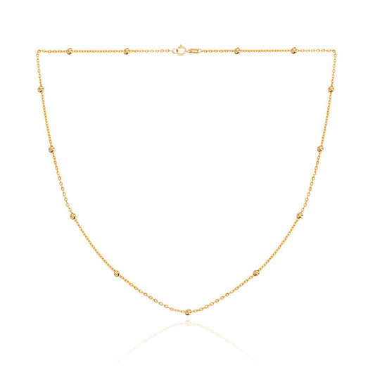 Yellow Gold Station Necklace with White and Yellow Gold Balls, 18k,2.34gr