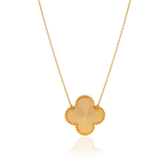 Yellow Gold Necklace with one Gold Clover 18k, 7.25gr