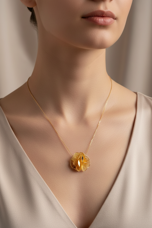 Yellow Gold Fusion Flower style Necklace, 18k, 5.16gr