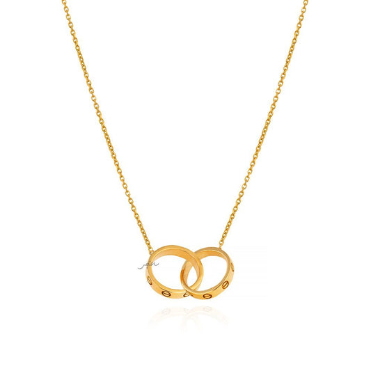 Yellow Gold Necklace with two Rings together, 18k, 4.34gr