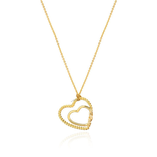 Yellow Gold Heart Necklace with two heart together 18k 3.43gr Length:16 to 18 inches Adjustable