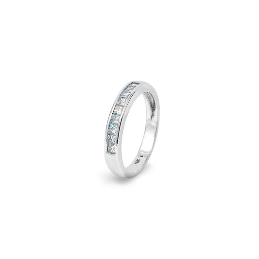 White Gold Band Setting with 9 Princess cut diamonds, 14k, TDW: 0.3 TDW, SI HI