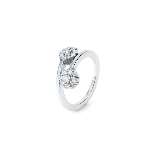 White Gold Diamond Flower Cluster Style Ring with 16 Round Diamonds TDW: 0.52ct VS SI FG 18k 4.3gr