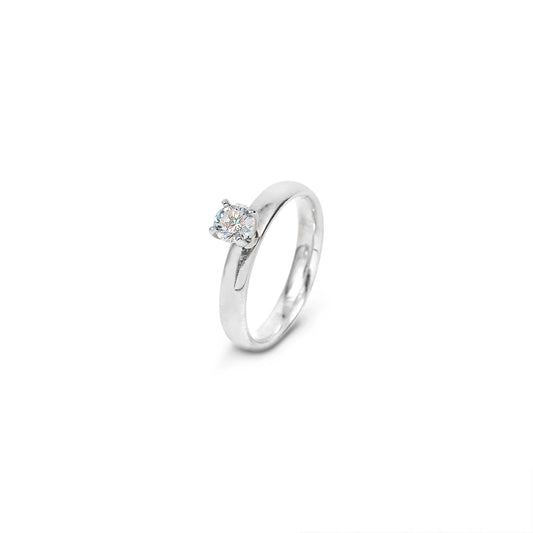 White gold Ring with one Round shape diamond 0.33ct in center SI2 GH 14k