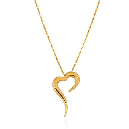 Yellow Gold Open Heart Necklace 18k 5.48gr
